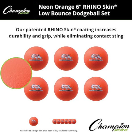 Champion Sports® Rhino Skin® Low Bounce Dodgeball Sets & Singles for Playground, PE, Backyard & League Games – Team Sports Equipment for Youth & Adults