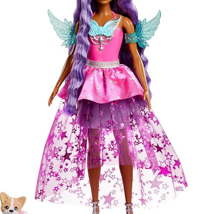 Barbie Doll with 2 Fantasy Pets & Dress, “Brooklyn” Doll from a Touch of Magic, 7-inch Long Hair