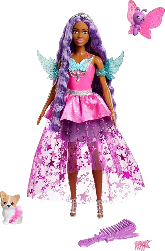 Barbie Doll with 2 Fantasy Pets & Dress, “Brooklyn” Doll from a Touch of Magic, 7-inch Long Hair