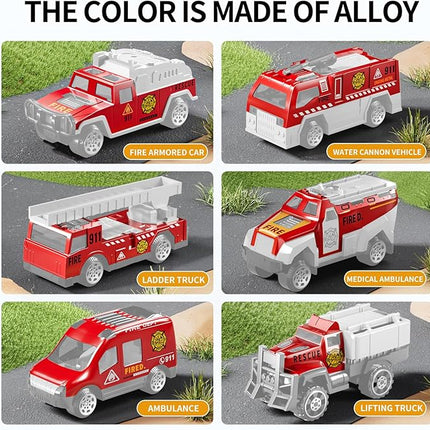 Toddler Boys Toys for 3-5 Years Old, Fire Truck Vehicle Set with Play Mat and Die-Cast Toy Car, Transport Carrier Truck for Kids 3-5, Birthday Gifts Toys for 3-8+ Year Old Boys