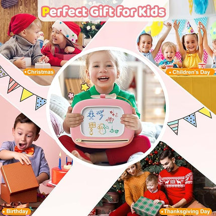 Kikidex Magnetic Drawing Board, Toddler Girl Toys for 1-2 Year Old, Doodle Board Pad Learning and Educational Toys for 1 2 3 Year Old Baby Kids Birthday Gift(Soft Pink)