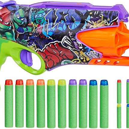 Nerf Teenage Mutant Ninja Turtles Blaster, 10 Elite Darts, Toy Foam Blasters, Ages 8 and Up