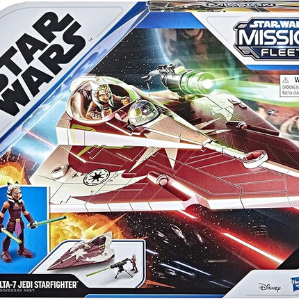 STAR WARS Toys Mission Fleet Ahsoka Tano Delta-7 Jedi Starfighter, Starfighter Strike 2.5-Inch-Scale Figure and Vehicle, Ages 4 and Up, (F3790)