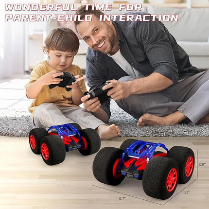 pinkking Stunt Remote Control Car with Oversized Sponge Tires Outdoor Indoor RC Car 2.4GHz Electric Race Stunt Vehicle Toy Double Sided 360° Rolling Rotating Driving Car for Kids Boys Girls Gift