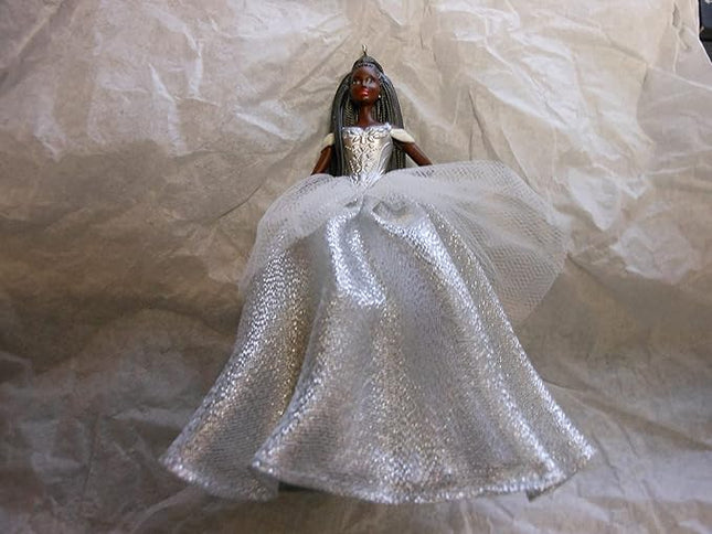 Hallmark Keepsake Plastic Christmas Ornament 2021, Black Holiday Barbie Doll