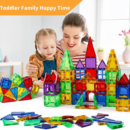 MAGBLOCK Magnetic Tiles Kids Toys, 120PCS 3D Magnetic Building Blocks Set Construction Toys Educational STEM Magnet Tiles for Kids Stacking Blocks Learning Gifts for Toddlers Boys Girls