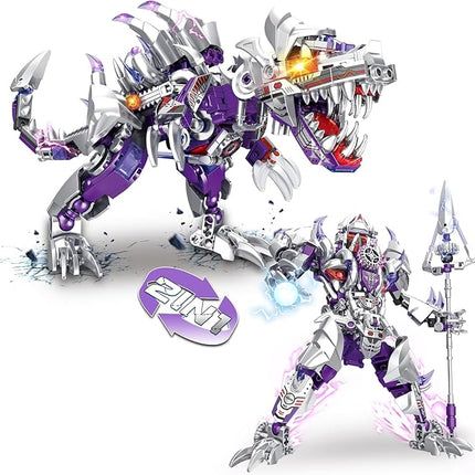 Dinosaur Building Blocks 2 in 1 Transforming Mech, Compatible with Lego Dinosaur, 406 PCS Dinosaur Mech STEM Toys for Boys Ages 6-12, Dinosaur Toy Gift for Christmas & Birthday
