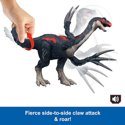 Mattel Jurassic World Chaos Theory Slash N Roar Therizinosaurus Dinosaur Action Figure Toy, Attack Claws & Sound, Digital Play