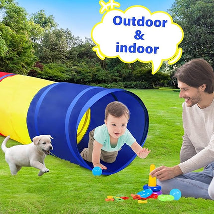 PigPigPen Kids Tunnel for Toddlers,Pop Up Play Tunnel Tent for Babies or Dogs, Indoor & Outdoor Toys for Kids Backyard Playset (Classic 2 Pack Tunnels)