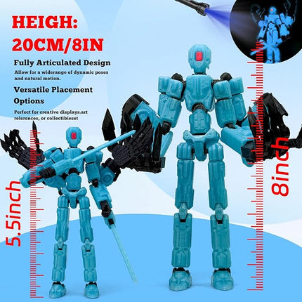 5.5Inch T13 Action Figure Assembly Completed, T13 3D Printed Action Figure Multi-Jointed Movable Robot Set,Collectors Desktop Decorations for Game Lovers Toys (Luminous Blue)