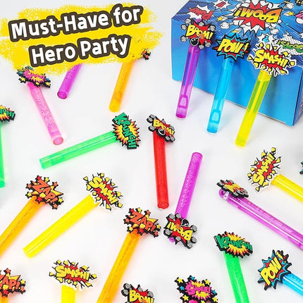 24PCS Bubble Wands Toys for Kids Hero Birthday Party Favors Supplies Decorations, Classroom Prizes, Pinata Fillers, Goodie Bag Stuffers Gifts, Easter Fillers
