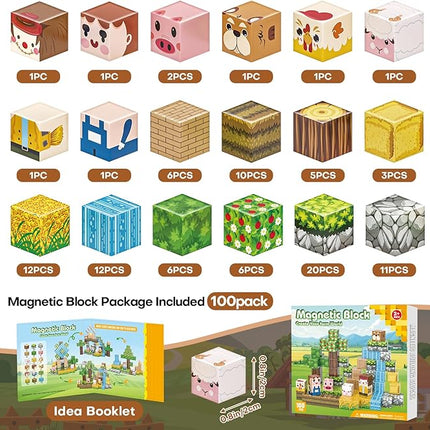 Magnetic Blocks, Magnetic Building Blocks 100pcs Gryxpox-STEM Toys for Kids Ages 3+, Magnet Tiles with Forest Animals Blocks Set, Educational Sensory Toys for Toddlers, Boys & Girls–Creative Game Gift