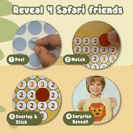 BINCA Dotties Dot Art Activity Kit, 750+ Stickers, Wild Animals Mess-Free Activities, DIY Dot Sticker Art for Toddlers, Kids Travel Activities, Craft Kits & Gifts for Boys & Girls Ages 4,5,6,7