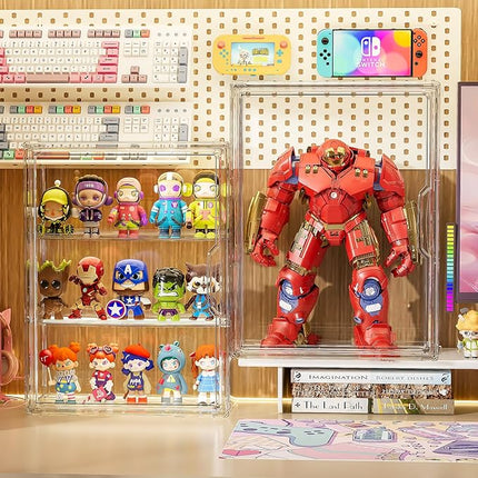 Clear Acrylic Display Case for Figures Collectibles 2 Pack Wall Mounted Hobby Figurine Display Case with Shelves, Display Shelf Storage Box for Action Figures, Car Model, Funko Pop