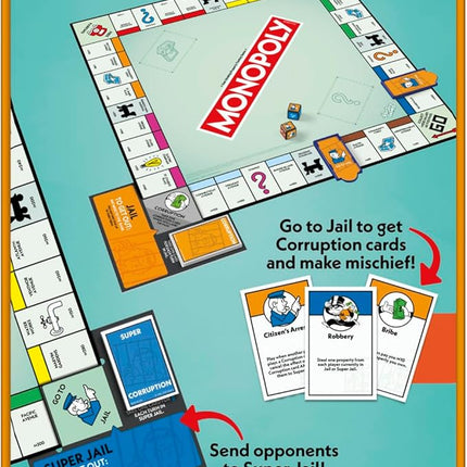 Monopoly Go to Jail Expansion | Add More Fun to Classic Monopoly Game and Play Faster | Ages 8+ | 2-6 Players | 40 Mins. | Family Board Games