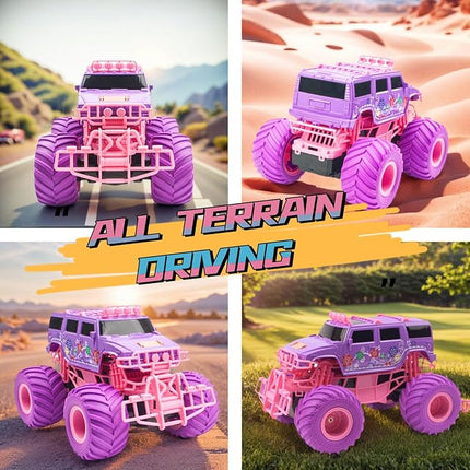 1:16 Scale RC Cars - All-Terrain Off-Road Monster Truck & Hummer, 2.4GHz Remote Control Vehicle Toys for Girls Ages 6-12 (Pink/Purple) | Box Included