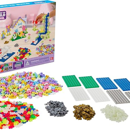 Plus-Plus - Learn to Build Super Set - Pastel Mix, 1,200 Pieces w/ 4 Baseplates - Construction Building Stem/Steam Toy, Interlocking Mini Puzzle Blocks for Kids