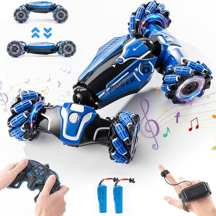 Gesture Sensing RC Stunt Car, 2.4GHz 4WD Remote Control Gesture Sensor Toy Cars,Drift Remote Control Car with 360° Flips, Lights & Music, for Boys Girls Ages 5-12