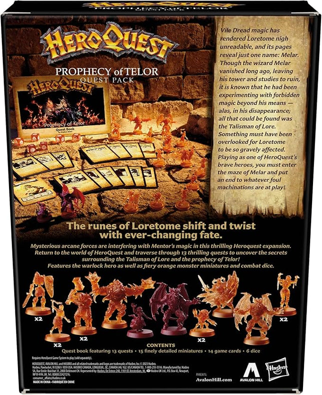 Avalon Hill HeroQuest Prophecy of Telor Quest Pack, Requires HeroQuest Game System to Play, Dungeon Crawler Games, Ages 14+, 2-5 Players, Strategy Games