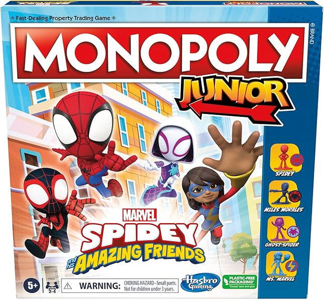 Monopoly Junior: Marvel Spidey and His Amazing Friends Edition Board Game for Kids Ages 5+, with Artwork from The Animated Series, Kids Board Games (Amazon Exclusive)
