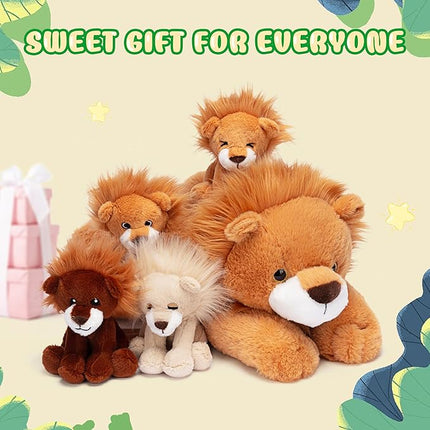 IKASA Mommy Lion Stuffed Animal Mom and Baby Plush Toy, Cute 17" Soft Small Mama Family Set Cuddly Toys with Little Mini Babies,Gifts for Kids