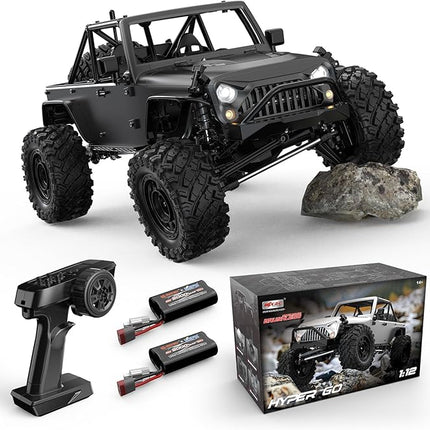 HYPER GO H12Y 1/12 Brushless 4X4 RC Rock Crawlers for Adults, Metal Case Waterproof 4WD Off-Road RC Rock Trucks with Portal Axles, All Terrain RC Cars with 2 Battery