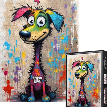 1000pcs Jigsaw Puzzles - Cartoon Dog Jigsaw Puzzles for Adults, Waterproof & Scratch-Resistant Paper Puzzle, Vibrant Cartoon Dog Design, Perfect DIY Decor & Brain-Teasing Challenge