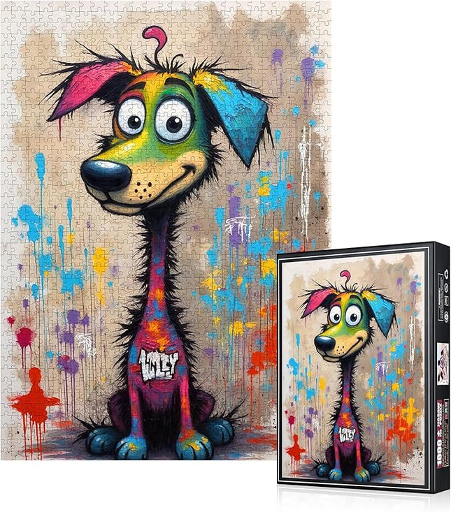 1000pcs Jigsaw Puzzles - Cartoon Dog Jigsaw Puzzles for Adults, Waterproof & Scratch-Resistant Paper Puzzle, Vibrant Cartoon Dog Design, Perfect DIY Decor & Brain-Teasing Challenge