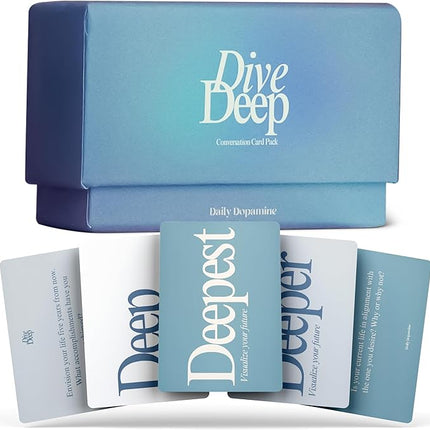 Daily Dopamine Dive Deep Conversation Cards - Get to Know Each Other Ice-Breaker | Deep & Meaningful Conversations | Card Game for Teens, Adults, Couples | Fun Family Party Game for Events & Parties