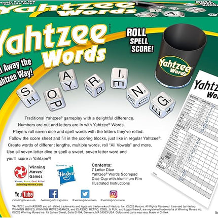 Winning Moves Yahtzee Words Games USA, Family Word Game Version of Yahtzee for 2 or More Players, Ages 8+