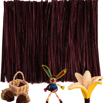 Caydo 200 Pieces Brown Pipe Cleaners Craft Chenille Stems for DIY Art Creative Crafts Party Decorations (12 Inch x 6 mm)
