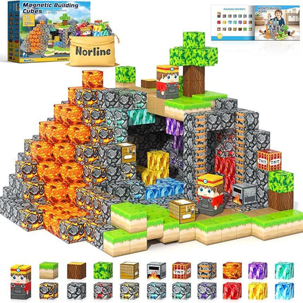 100PCS Magnetic Blocks Building Toys, Gem Cave Adventure Building Craft, Learning Sensory Toys for Boys Girls Age 3-12, Game Gift for Kids Little Gamers (0.8 inch)