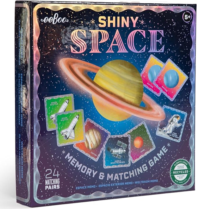 eeBoo: Memory & Matching Game- Shiny Space, 24 Pairs to Match & Memorize, Colorful Tiles, Encourages Recognition & Concentration Skills, Kids 5+