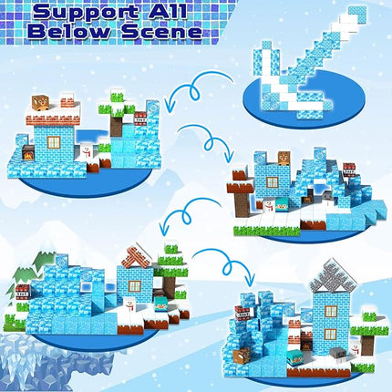 Magnetic Blocks - 100PCS Magnetic Blocks Build Ice Castle - Magnetics Toys for Montessori Toddler Christmas Birthday Gifts - STEM Sensory Toys for 3 4 5 6 7 8 9 10 Year Old Girls