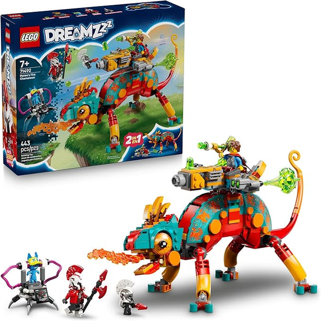 LEGO DREAMZzz Mateo’s Fire Chameleon Building Toy - Pretend Play Set for Kids, Ages 7+ - Storytelling Toy for Boys & Girls - 2 Construction Modes for Pretend Play - Gift Idea for Birthdays - 71492