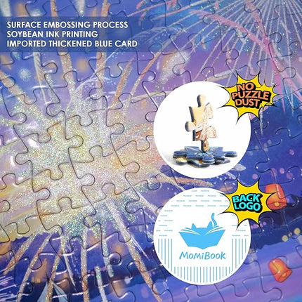 MOMIBOOK Puzzles for Adults 2000 Pieces Jigsaw Puzzles of Fireworks Night Tour, Colorful Powder Painting Image Chinese Twon Challenging Hard Impossible Puzzle Unique Party Christmas Birthday Gifts