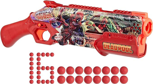 Nerf Marvel Deadpool Blaster, 16 Nerf Rival Accu-Rounds, Pump Action, Breech Load, Gifts for Teens, 14+