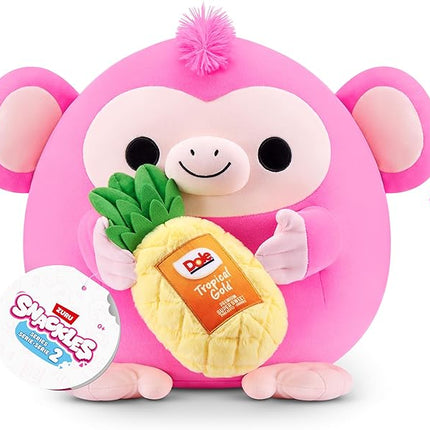 Snackles Series 2 8-inch by ZURU Cuddly Squishy Comfort 8-inch Plush with Licensed Snack Brand Accessory (Monkey&Dole Pinapple)