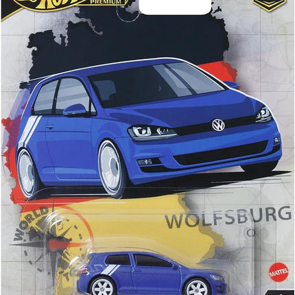 Hot Wheels Premium Car Culture Collectible Toy Car, 1:64 Scale Die-Cast Volkswagen Golf Mk 7, World Tour Vehicle with Real Riders Tires