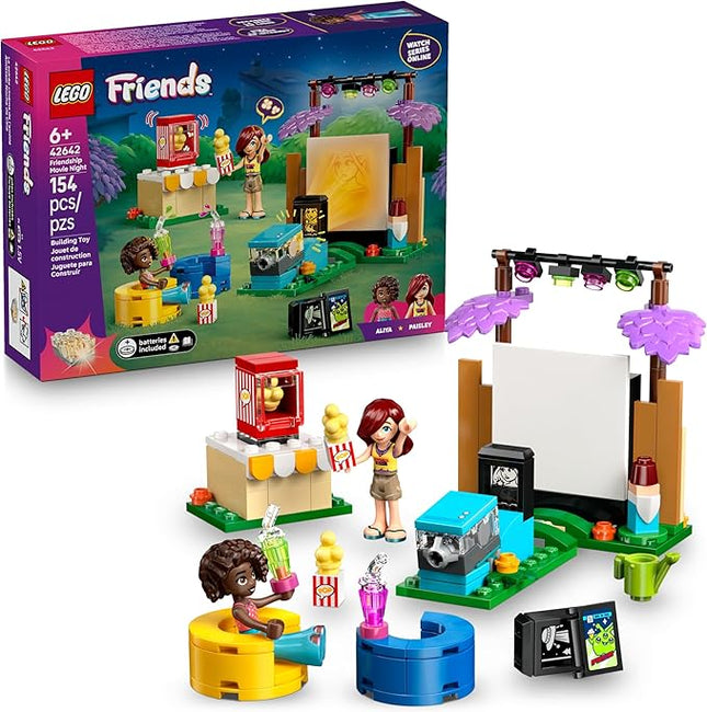 LEGO Friends Friendship Movie Night Pretend Play Building Toy - Interactive Storytelling Playset for Girls & Boys, Ages 6+ - Includes Paisley and Aliya Minidolls - Gift Idea for Birthdays - 42642