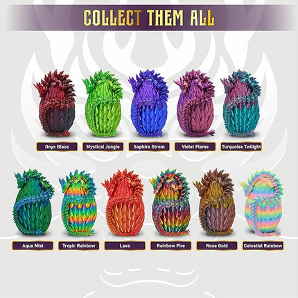 MYTHICA 3D Printed Dragon Egg Unleash Your Imagination with Our Crystal Mystery Dragon Egg Collection Fully Articulated Fidget Desk Toy for ADHD, Autism, Anxiety & Stress Relief (Violet Flame)