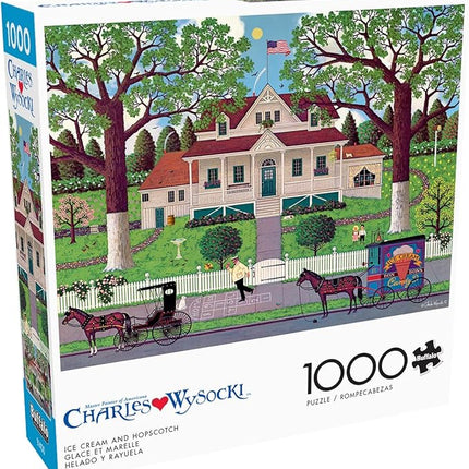 Buffalo Games - Charles Wysocki - Ice Cream and Hopscotch - 1000 Piece Jigsaw Puzzle for Adults -Challenging Puzzle Perfect for Game Nights - Finished Size is 26.75 x 19.75
