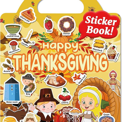 Benresive Reusable Sticker Books for Kids 2-4, Sticker Books for Toddlers 1-3 2-4, Toddler Travel Toys Activities Crafts Gifts - Thanksgiving