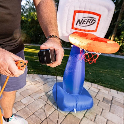 NERF AirHoop Kids Inflatable Basketball Hoop Set - Instant Blow Up Youth Mini Hoop + Foam Basketball - Plug in Inflation in 10 Seconds - 4.5' Feet Kids Toy Basket + 5" Inch Mini Ball