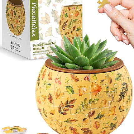 PieceRelax 3D Puzzle Planter 80 Pieces - Flower Pot - Elegant Green, Home Decor Flower Pots for Indoor Cactus, Succulents Pots [K1105]