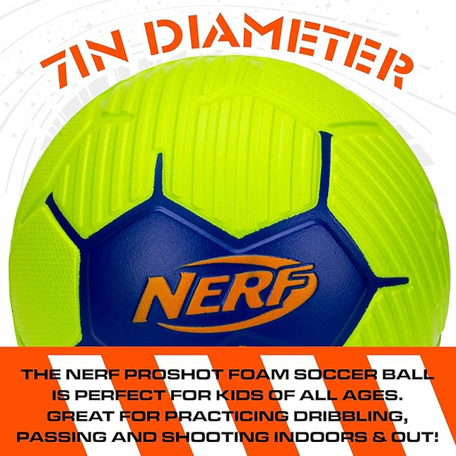 NERF Kids Foam Mini Soccer Ball - Proshot Youth Soft Mini Foam Soccer Ball - 7" Inch NERF Indoor + Outdoor for Kids