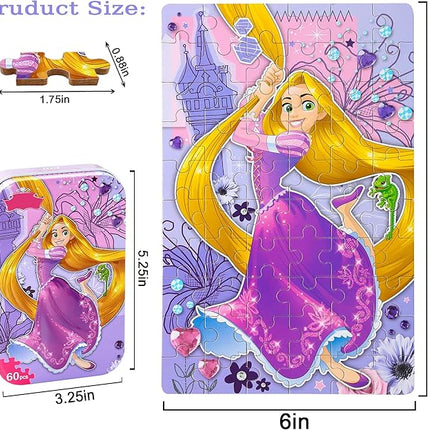 LELEMON Puzzles for Kids Ages 4-8, 60 Piece Puzzles for Kids Ages 3-5,Cool Jigsaw Puzzles in a Metal Box,Educational Learning Puzzle Games Puzzle Toys Gifts for Girls and Boys