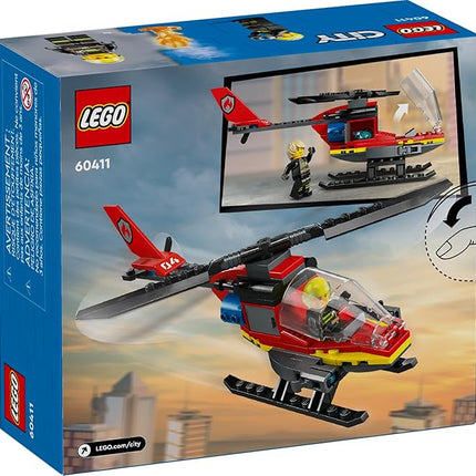 LEGO City Fire Rescue Helicopter Building Toy - Pretend Play & Learning Toys for Kids - 5 Year Old Boy & Girl Birthday Gift - with Firefighter Minifigure - 60411