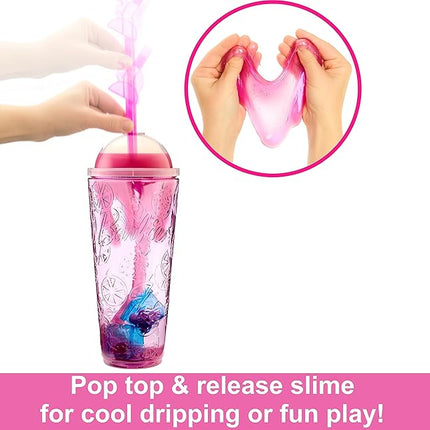 Barbie Pop Reveal Doll & Accessories, Strawberry Lemonade Scent with Pink Hair, 8 Surprises Include Slime & Squishy Puppy