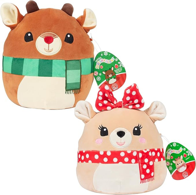 Squishmallows Original 8-Inch Clarice & Rudolph The Red Nosed Reindeer (2pk) Official Jazwares Plush - Collectible Soft & Squishy Stuffed Animal Toy- Add to Your Squad - Gift for Kids, Girls & Boys